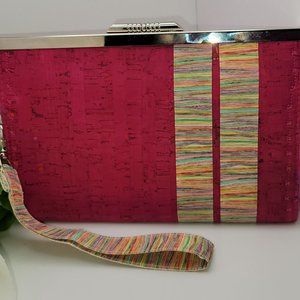 Handmade Magenta Cork Clutch